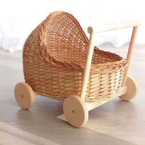 Cesta Moisés de Ratán Natural, Cuna de Mimbre Tejida a Mano con Asas, Resistente y Ecológica, para Muñecas y Carritos de Bebé de HNH - Product Image 1