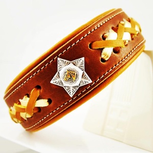 Exclusive 100% Genuine Leather Premium Quality Soft Padded <b>Dog</b> <b>Collar</b> Solid Concho Decoration Wholesale Manufacturer Supplier - Product Image 3