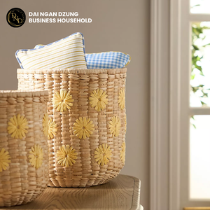 Dai Ngan Dzung <b>Bathroom</b> Storage Vintage Round Seagrass <b>Basket</b> Foldable Woven Three-Layer Customizable Capacity 50x40x30cm - Product Image 5