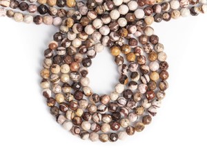 ลูกปัดหินแจสเปอร์ลายม้าลายธรรมชาติจากออสเตรเลีย ทรงกลมเหลี่ยมเพชรพลอย สำหรับทำเครื่องประดับ สร้อยข้อมือ สร้อยคอ DIY - Product Image 4