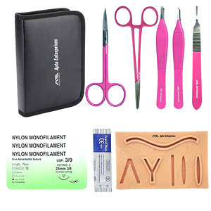 Kit d'instruments chirurgicaux avec logo personnalisé, instruments médicaux, équipements médicaux avec coussin d'entraînement à la suture, Apto Enterprises - Product Image 1