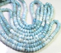 Perles de pierres précieuses en larimar bleu naturel, facettées, en forme de rondelle, 6 mm, 16 pouces, 3 brins, fabrication de bijoux DIY