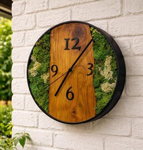 Nature Flow Wood And Moss <b>Clock</b> Evergreen Canyon Wall <b>Clock</b> Moss Creek Rustic Wood <b>Clock</b> Timber Trail Nature <b>Clock</b> Verdant River - Product Image 1