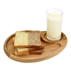 Assiette de service en bois de luxe faite à la main écologique à deux sections porte-boisson plateau de dîner polyvalent plateau personnalisable Unique - Product Image 4