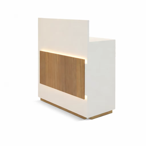 Mostrador de Caja Moderno para Comercio Minorista, Mostrador de Recepción de Madera con Panel LED y Gabinete de Almacenamiento para Tienda o Sala de Exhibición, Colores Personalizados - Product Image 1