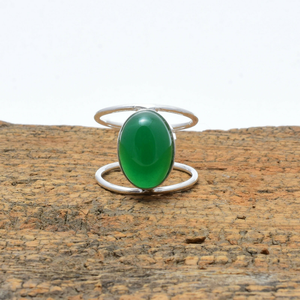 Handmade <b>925</b> Sterling <b>Silver</b> Women's Wedding Anniversary <b>Ring</b> Natural Green Onyx Gemstone Classic Bezel Setting Oval Cut Gifts - Product Image 4