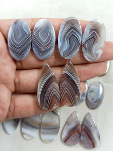 Vente en gros Agate du Botswana Paire Cabochon Pierre Semi Précieuse Naturelle pour la Fabrication de Bijoux Pierre Précieuse de Guérison pour la Fabrication de Bijoux Lot - Product Image 6