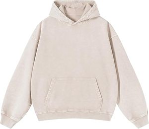 Sweat à capuche pour homme doublé, effet délavé, brodé, coupe oversize, en polaire, manches classiques, logo personnalisé, streetwear d'hiver - Product Image 5