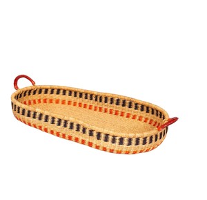Cesta de cambio de mimbre certificada con diseño de rayas multicolor y patrón en zig-zag, más bandeja de cambio para niños de ratán con asas rojizas para - Product Image 3
