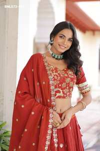 Conjunto de Lehenga Choli y Dupatta de Seda Vichitra con Lentejuelas Bordadas, Hermoso y Novedoso para Bodas, Proveedor Mundial - Product Image 2