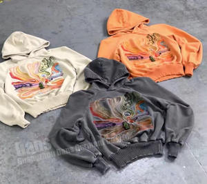 Sweat à capuche oversize de luxe avec strass, style urbain décontracté, vêtement de mode en cristal lourd - Product Image 2
