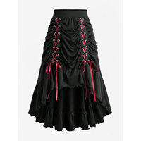 Costume de cosplay punk gothique, jupe trapèze superposée unie avec ceinture en PU amovible