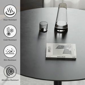 Round Black 31.5\" Dining Table with Pedestal Base Mid Century Kitchen Coffee Table for 2-4 People - Product Image 3