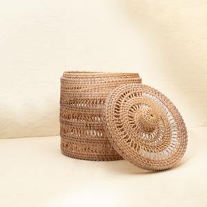 Cajas y contenedores de ratán a precio económico, cesta trenzada de excelente calidad con tapa extraíble - Product Image 4