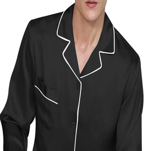 ชุดนอนผ้าไหมผู้ชาย แขนยาว สีพื้น คุณภาพสูง ชุดนอนผ้าไหมเนื้อนุ่มสำหรับผู้ชาย - Product Image 6