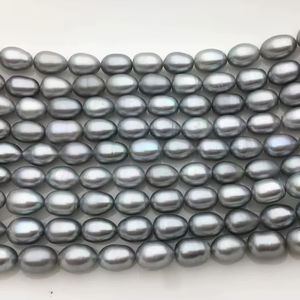 Perlas de Agua Dulce Grises Largas de 8-12 mm, Hebra Suelta para Fabricación de Joyas, Venta al por Mayor, Alto Brillo - Product Image 1