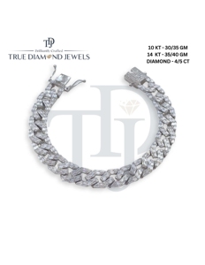 Pulsera de Cadena con Diamantes Baguette Premium, Oro de 10 y 14 Quilates, VS1 VS2, Color H-I, Joyería de Lujo con Diamantes Incrustados, Diseño Moderno - Product Image 1