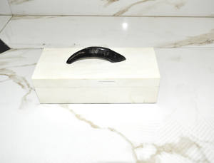 Résine blanche de vente chaude avec boîte de rangement d'incrustation de poignée de corne dernière boîte de luxe pour le stockage et bijoux boîte de décor de stockage personnalisée - Product Image 3
