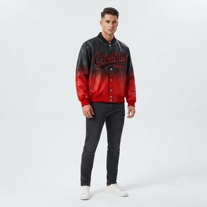 Men's PU Leather Varsity <b>Jacket</b> Premium Letterman Stylish Warm Men Vintage Leather <b>Jacket</b> for Winter Leather <b>Red</b> Black Gradient - Product Image 4