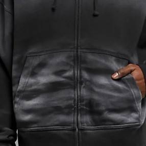 Sweat à capuche personnalisé vintage délavé effet soleil pour homme, fabrication OEM, coupe oversize, épais, 100 % coton, avec fermeture éclair et strass, idéal pour l'hiver - Product Image 2