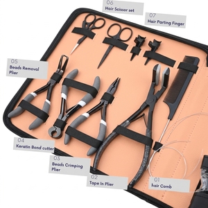 Kit d'installation et de retrait d'extensions capillaires : Pinces micro-anneaux, Outil pour extensions à bandes, Aiguilles à cheveux pour séparation, Ensemble de pinces Velcro - Product Image 4
