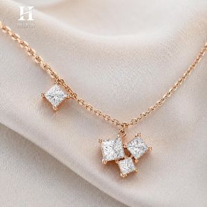 Pendentif en diamant en forme de princesse personnalisé en gros, collier minimaliste en or, bijoux fins certifiés IGI/GIA - Product Image 1