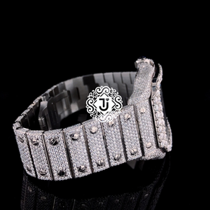 Montre de luxe à affichage analogique en moissanite VVS de fabrication indienne, bracelet en acier inoxydable de 20 mm, disponible au meilleur prix - Product Image 5