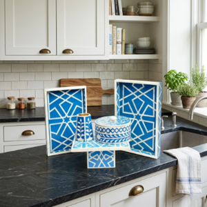 Mother of Pearl Inlay Wooden Cake Stand | Luxury Acrylic Serving Tray Dessert Plate Set | Ramadan Eid Home Decor <b>Gift</b> Handmade - Product Image 2