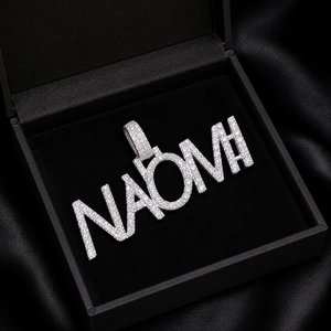 Collar con Colgante de Letra Personalizada Estilo Hip Hop, en Plata de Ley 925 con Baño de Rodio y Diamantes de Moissanita - Product Image 3