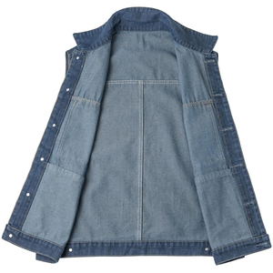 Men's Summer Vintage Streetwear Blue Denim <b>Vest</b> Jacket Breathable Quick Dry Casual Button Turn-down Collar Sleeveless - Product Image 2