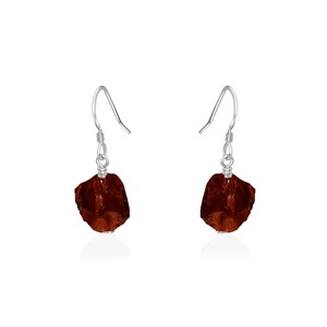 Handmade Raw Garnet Hoop <b>Earrings</b> Natural January Birthstone <b>Gold</b> Plated <b>Dangle</b> <b>Earrings</b> for Women - Product Image 2