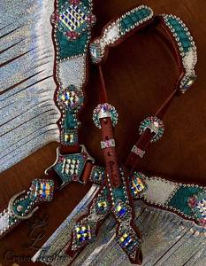 Conjunto de cabezada y pechera de cuero holográfico de cocodrilo estilo western con flecos plateados y diamantes de imitación, superventas 2026 - Product Image 6