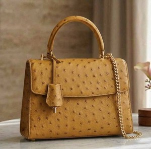 Bolso de Mano de Cuero Genuino de Avestruz Grabado en Relieve, Clásico y Personalizado para Mujer, de Lujo, con Asa Superior y Bolsillo para Teléfono Móvil, Portátil - Product Image 3