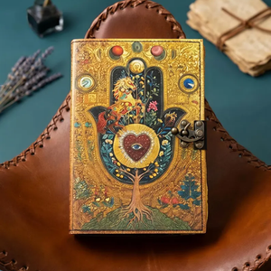 Grimorio de Cuero del Sagrado Corazón, Libro de Sombras Celestial con Mano de Hamsa, Diario Gótico Hecho a Mano, Regalo Vintage - Product Image 4