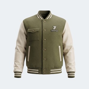 Chaqueta Varsity Unisex de Primera Calidad, Personalizable, Ecológica, Resistente al Viento, con Diseño de Logotipo Personalizado, Nueva Llegada, Botones Cubiertos - Product Image 4