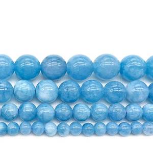 ลูกปัดแคลซิโดนีสีฟ้าอมเขียวทรงกลม ขนาด 15 นิ้ว ร้อยเป็นเส้น ได้รับการรับรองจาก IGI จากราชสถาน สำหรับทำเครื่องประดับสร้อยคอ DIY - Product Image 3