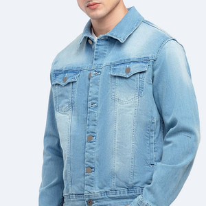 Veste en jean tissé légère décontractée pour homme, 100 % coton, couleur unie, taille personnalisée, coupe-vent, écologique, séchage rapide - Product Image 6