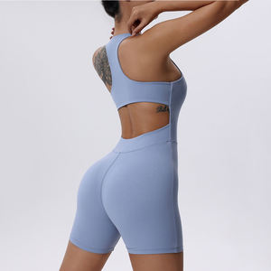 Conjunto de yoga ligero de cintura alta cruzada para mujer con cremallera, transpirable, sin costuras, de manga larga, para correr, fitness, ropa deportiva y sujetador deportivo. - Product Image 2