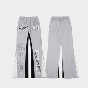 Custom Men's High Quality Lightweight Casual Flared Jogger Track <b>Pants</b> Elastic Waistband Stacked Flare Sweatpants 100% Cotton - Product Image 3