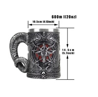 Tasse à boire en acier inoxydable pur à double paroi en résine gothique Casque de bière Tasses Knight King Tankard Dragon Wolf Cup pour la maison et l'hôtel