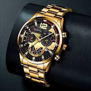 Relojes de pulsera de acero inoxidable para hombre NW1501, estilo ejecutivo, con calendario y collar con colgante de cruz plateada. - Product Image 5