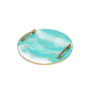 Plateau de service en résine personnalisé de qualité supérieure avec élégantes poignées dorées pour comptoir de cuisine, table à manger, restaurant et service hôtelier - Product Image 5