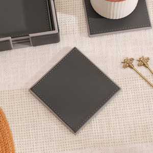 Indischer Lieferant Kunstleder-Matten & -Untersetzer Einzigartige Tassenförmige Tee- und Kaffee-Untersetzer Leder-Holz-Untersetzer-Set mit Halter - Product Image 5
