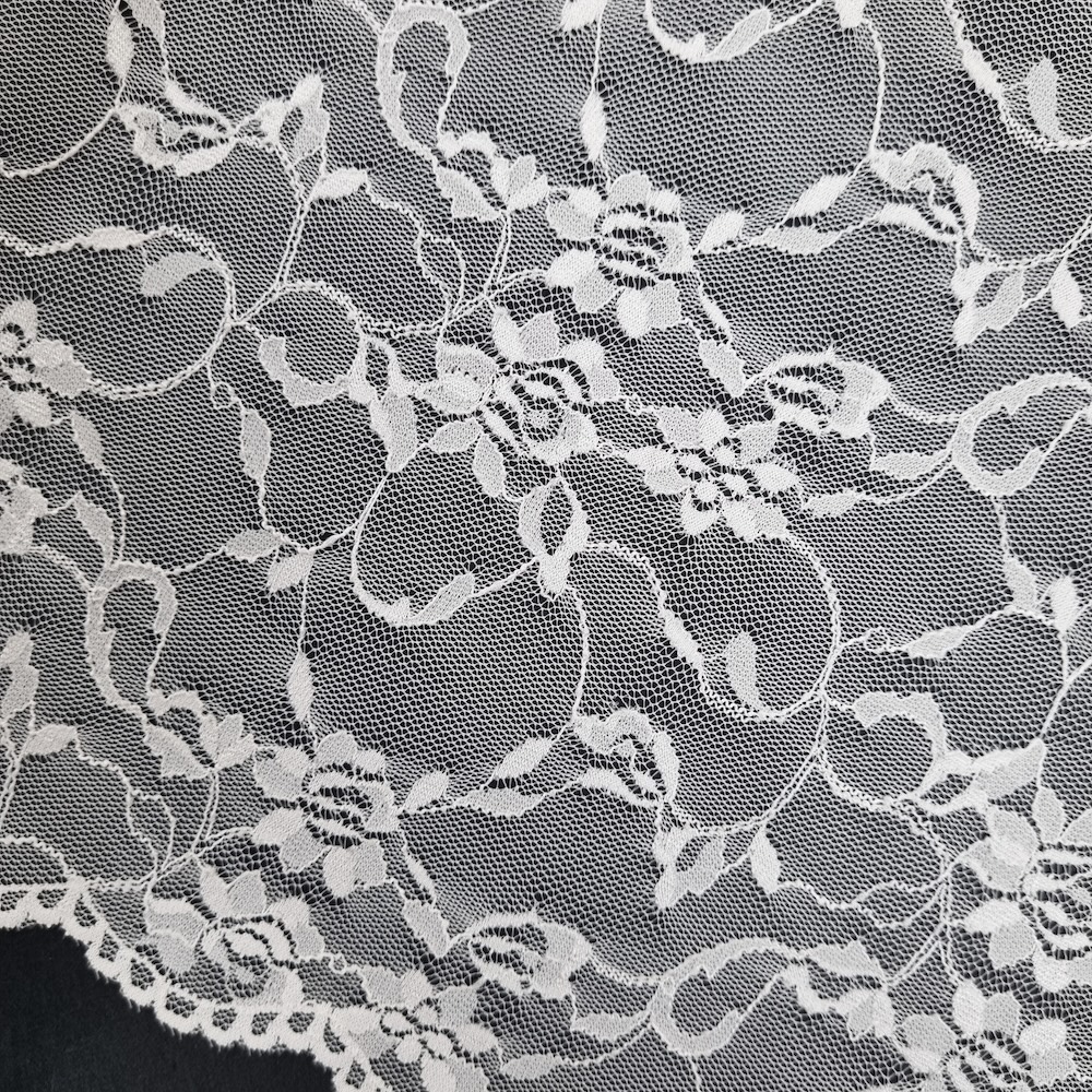 Floral Vine Scalloped Lace Fabric 30cm Stretch Spandex/Nylon Lightweight Clothes Underwear Dress Premium Korean Quality