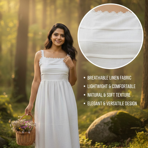 Vestido Vintage de Algodón Blanco con Detalle Plisado, Sin Mangas, Cuello de Encaje, Espalda Fruncida, Largo Maxi, Ropa Casual de Alta Calidad para Mujer - Product Image 3