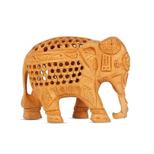 งานแกะสลักช้างจากไม้ชีแชม แบบจัลลี - งานฝีมือไม้แกะสลักขายส่ง - Product Image 6