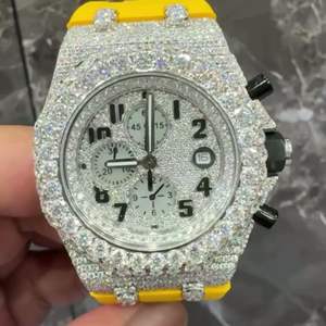 Montre en Moissanite Givrée Personnalisée de Haute Qualité 40mm, Bracelet en Acier Inoxydable Allié, Style Affaires Antique, Unisexe, Diamant de Meilleure Qualité - Product Image 5