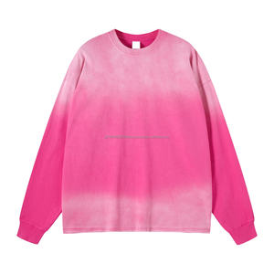 Mode décontracté sweat à capuche surdimensionné Vintage lavé dégradé hommes chemises équipage T-shirt à manches longues épais 380gsm unisexe - Product Image 1