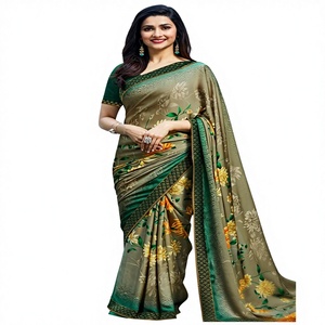 New Designer Printed Digital Print Georgette Unstitched Saree Blouse for Wedding Party Wear Indian Pakistani Style - Product Image 1