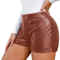 Shorts de cuero transpirable de color sólido para mujer, diseño personalizado, shorts de cuero resistentes para mujer
